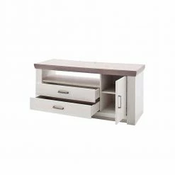 1-türiger TV Unterschrank In Weiß & Eiche - Ciovon -Lana Sales 1 tueriger tv unterschrank in weiss eiche mit 2 schubladen fach ciovon 02