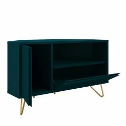 100x58x50 TV Eckschrank In Petrol & Gold - Cross -Lana Sales 100x58x50 tv eckschrank in petrol gold mit tuer klappe fach cross 03