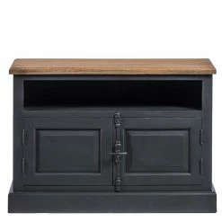 100x70x40 TV Kommode In Schwarz & Teak - Niovan 10 100x70x40 TV Kommode In Schwarz & Teak - Niovan -Lana Sales 100x70x40 tv kommode in schwarz teak 2 tuerig niovan 02