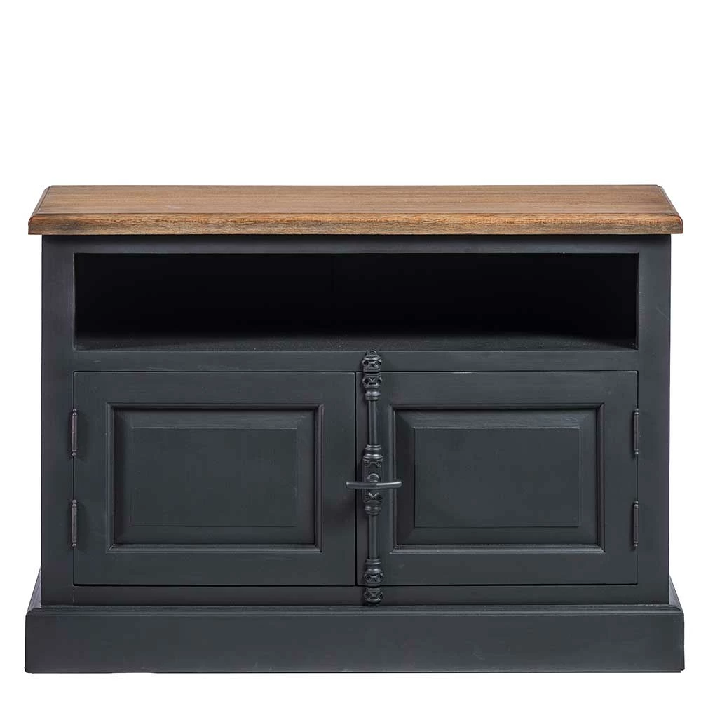 100x70x40 TV Kommode In Schwarz & Teak - Niovan 5 100x70x40 TV Kommode In Schwarz & Teak - Niovan – Bild 3