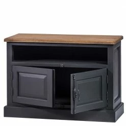 100x70x40 TV Kommode In Schwarz & Teak - Niovan 11 100x70x40 TV Kommode In Schwarz & Teak - Niovan -Lana Sales 100x70x40 tv kommode in schwarz teak 2 tuerig niovan 03