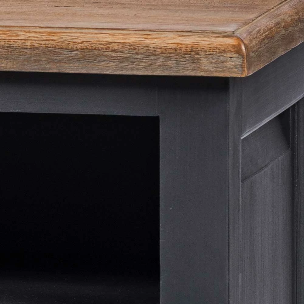 100x70x40 TV Kommode In Schwarz & Teak - Niovan 7 100x70x40 TV Kommode In Schwarz & Teak - Niovan – Bild 5