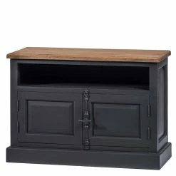 100x70x40 TV Kommode In Schwarz & Teak - Niovan