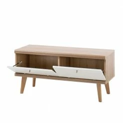 107x50x40 TV Unterschrank Mit Klappfächern - Cablos -Lana Sales 107x50x40 tv unterschrank mit klappfaechern in weiss eiche cablos 03