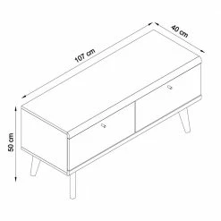 107x50x40 TV Unterschrank Mit Klappfächern - Cablos -Lana Sales 107x50x40 tv unterschrank mit klappfaechern in weiss eiche cablos 04