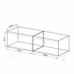 107x50x40 TV Unterschrank Mit Klappfächern - Cablos -Lana Sales 107x50x40 tv unterschrank mit klappfaechern in weiss eiche cablos 05