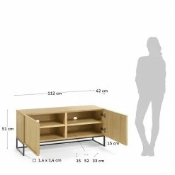 112x51x42 2-türiges TV Lowboard In Eiche - Ravilon -Lana Sales 112x51x42 2 tueriges tv lowboard in eiche furnier mit buegelgestell ravilon 05