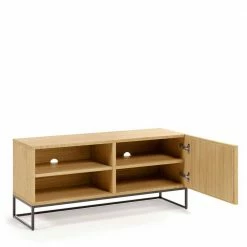 112x51x42 Skandi TV Board In Eiche Furnier - Jeman -Lana Sales 112x51x42 skandi tv board in eiche furnier und schwarz stahl jeman 02