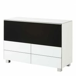 115x78x42 TV Element Mit Glas Beschichtet Weiß - Durios