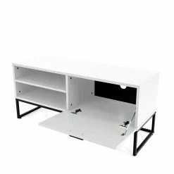 118cm Breiter TV Unterschrank In Weiß Mit Schwarz - Heydna I 12 118cm Breiter TV Unterschrank In Weiß Mit Schwarz - Heydna I -Lana Sales 118cm breiter tv unterschrank in weiss mit schwarz buegelgestell heydna i 04
