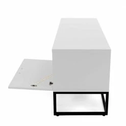 118cm Breiter TV Unterschrank In Weiß Mit Schwarz - Heydna I 13 118cm Breiter TV Unterschrank In Weiß Mit Schwarz - Heydna I -Lana Sales 118cm breiter tv unterschrank in weiss mit schwarz buegelgestell heydna i 05