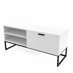 118cm Breiter TV Unterschrank In Weiß Mit Schwarz - Heydna I