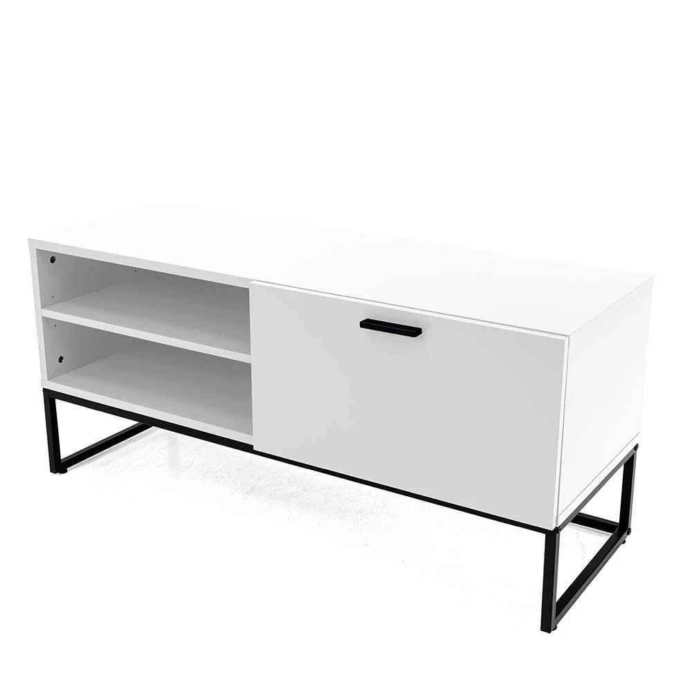 118cm Breiter TV Unterschrank In Weiß Mit Schwarz - Heydna I 3 118cm Breiter TV Unterschrank In Weiß Mit Schwarz - Heydna I