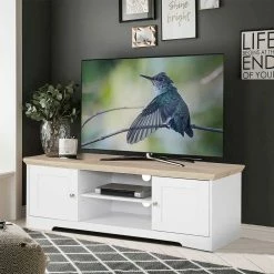 Lana Sales -Lana Sales 120 cm langes tv lowboard in weiss eiche landhaus look akedra 01
