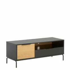 120x50x45 TV Bank In Schwarz & Eiche Dekor - Dicunda