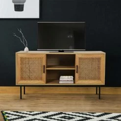 120x63x39 TV Lowboard Mit Wiener Geflecht Türen - Esholda 10 120x63x39 TV Lowboard Mit Wiener Geflecht Türen - Esholda -Lana Sales 120x63x39 tv lowboard mit wiener geflecht tueren in natur mit schwarz esholda 02