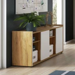 120x64x40 Büro Kommode Mit 2 Türen & 4 Fächern - Esinan 10 120x64x40 Büro Kommode Mit 2 Türen & 4 Fächern - Esinan -Lana Sales 120x64x40 buero kommode mit 2 tueren 4 faechern in weiss wildeiche esinan 02