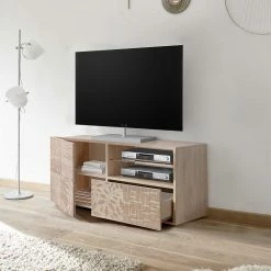 121x57x42 Cm TV Board In Dekor Eiche Sonoma - Bielvas -Lana Sales 121x57x42 cm tv board in dekor eiche sonoma mit aufdruck bielvas 02