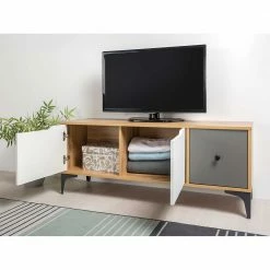 124x51x38 TV Unterschrank Modern - Aretica 10 124x51x38 TV Unterschrank Modern - Aretica -Lana Sales 124x51x38 tv unterschrank modern in weiss grau eiche optik aretica 02
