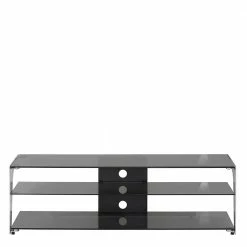 130x41x40 TV Rack Aus Rauchglas & Chrom - Vidiano -Lana Sales 130x41x40 tv rack aus rauchglas chrom mit zwei ablagen vidiano 02