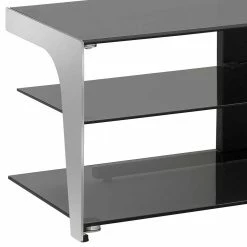 130x41x40 TV Rack Aus Rauchglas & Chrom - Vidiano -Lana Sales 130x41x40 tv rack aus rauchglas chrom mit zwei ablagen vidiano 03