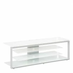 130x42x40 TV Element Aus Glas Aus Stahl - Oxeda -Lana Sales 130x42x40 tv element aus glas aus stahl in weiss grau oxeda 01