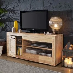 130x62x46 Cm TV Board Aus Wildeiche Hell - Emigoa -Lana Sales 130x62x46 cm tv board aus wildeiche hell geoelt 1 tuerig emigoa 02