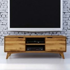 134cm Breiter TV Unterschrank Aus Holz - Eavy I -Lana Sales 134cm breiter tv unterschrank aus holz wildeiche geoelt eavy i 02