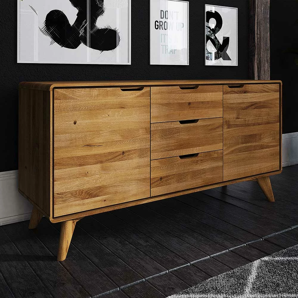 134x63x40 Holz Sideboard Aus Wildeiche - Eavy 4 134x63x40 Holz Sideboard Aus Wildeiche - Eavy – Bild 2