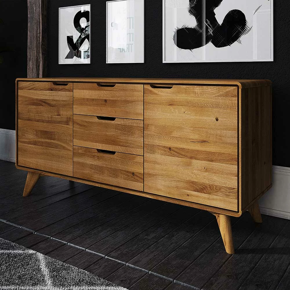 134x63x40 Holz Sideboard Aus Wildeiche - Eavy 5 134x63x40 Holz Sideboard Aus Wildeiche - Eavy – Bild 3