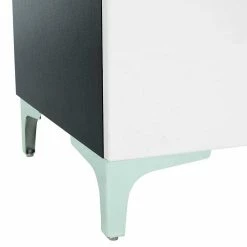 135cm Breites TV Board In Weiß Glas & Schwarz - Prosica -Lana Sales 135cm breites tv board in weiss glas schwarz mit metallgriffen prosica 02