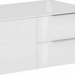 135cm Breites TV Board In Weiß Glas & Schwarz - Prosica -Lana Sales 135cm breites tv board in weiss glas schwarz mit metallgriffen prosica 03