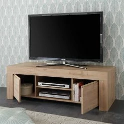 138x44x42 TV Unterschrank In Eichefarben - Karika -Lana Sales 138x44x42 tv unterschrank in eichefarben mit geraetefaechern tueren karika 02