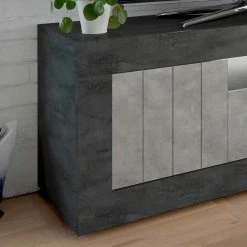 138x56x43 TV Unterschrank In Grau Zweifarbig - Dionassa -Lana Sales 138x56x43 tv unterschrank in grau zweifarbig 3 tuerig fach dionassa 03