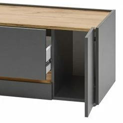 140cm Breiter TV Unterschrank In Anthrazit - Ahilav -Lana Sales 140cm breiter tv unterschrank in anthrazit mit wildeiche dekor ahilav 05