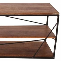 140x47x40 TV Tisch Regal Aus Massivholz & Stahl - Offia -Lana Sales 140x47x40 tv tisch regal aus massivholz stahl loft design offia 04