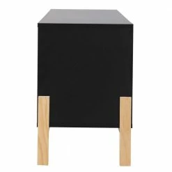 140x52x35 TV Lowboard In Schwarz & Pinie Natur - Estrevin -Lana Sales 140x52x35 tv lowboard in schwarz pinie natur mit schiebetuer estrevin 03