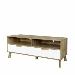 140x52x40 TV Kommode Im Skandi Design - Justa -Lana Sales 140x52x40 tv kommode im skandi design in weiss sonoma eiche dekor justa 02