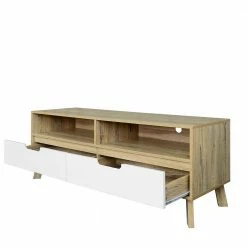 140x52x40 TV Kommode Im Skandi Design - Justa -Lana Sales 140x52x40 tv kommode im skandi design in weiss sonoma eiche dekor justa 03