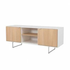 146x58x43 TV Board In Weiß Mit Eiche - Lysdanu