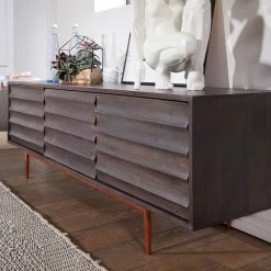 147x50x38 Design Lowboard In Grau Akazie - Luzius -Lana Sales 147x50x38 design lowboard in grau akazie massivholz kupferfarben luzius 03