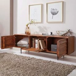 147x50x38 Holz-Kommode 2-türig & Klappe - Mamina 9 147x50x38 Holz-Kommode 2-türig & Klappe - Mamina -Lana Sales 147x50x38 holz kommode 2 tuerig klappe mit metallgestell schwarz mamina 02