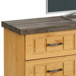 148x53x37 TV Lowboard Aus Massivem Kiefernholz - Ostanzia -Lana Sales 148x53x37 tv lowboard aus massivem kiefernholz in natur grau ostanzia 04