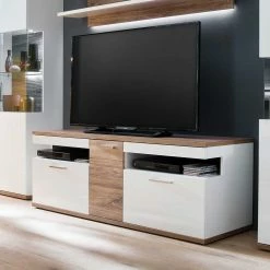 150 Cm Breites TV Board In Weiß Glanz - Icadro -Lana Sales 150 cm breites tv board in weiss glanz und eiche icadro 02