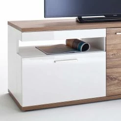 150 Cm Breites TV Board In Weiß Glanz - Icadro -Lana Sales 150 cm breites tv board in weiss glanz und eiche icadro 04