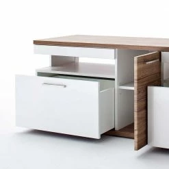 150 Cm Breites TV Board In Weiß Glanz - Icadro -Lana Sales 150 cm breites tv board in weiss glanz und eiche icadro 05