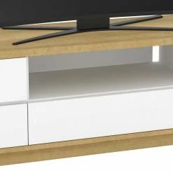 150x48x41 TV Unterschrank In Weiß Glanz & Eiche - Fiorina -Lana Sales 150x48x41 tv unterschrank in weiss glanz eiche made in germany fiorina 02