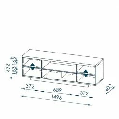 150x48x41 TV Unterschrank In Weiß Glanz & Eiche - Fiorina -Lana Sales 150x48x41 tv unterschrank in weiss glanz eiche made in germany fiorina 04