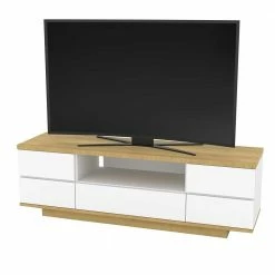 150x48x41 TV Unterschrank In Weiß Glanz & Eiche - Fiorina