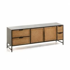 150x55x40 TV Board Aus Rattan & Zeder Holz - Nairos